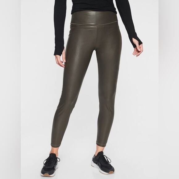 Athleta All Over Gleam Active Tight Pant Legging Arol Gray Faux Leather Size S - Picture 1 of 13